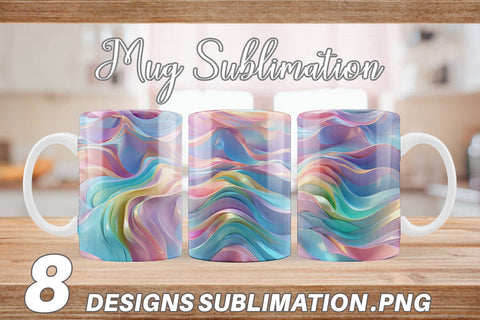 Mug Wrap 3D Holographic Wave Sublimation artnoy 