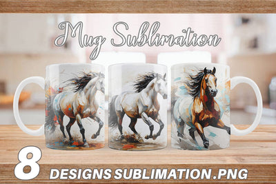 Mug Wrap 3D Horse Painting Sublimation artnoy 