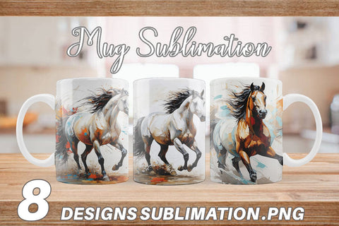 Mug Wrap 3D Horse Painting Sublimation artnoy 