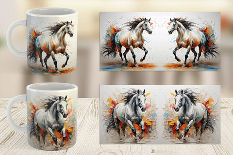 Mug Wrap 3D Horse Painting Sublimation artnoy 