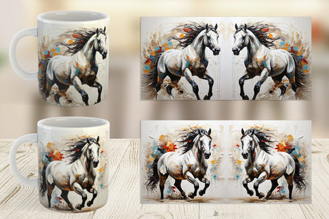 Mug Wrap 3D Horse Painting Sublimation artnoy 