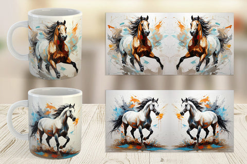 Mug Wrap 3D Horse Painting Sublimation artnoy 
