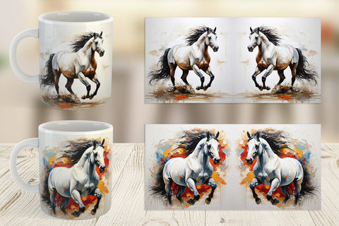 Mug Wrap 3D Horse Painting Sublimation artnoy 