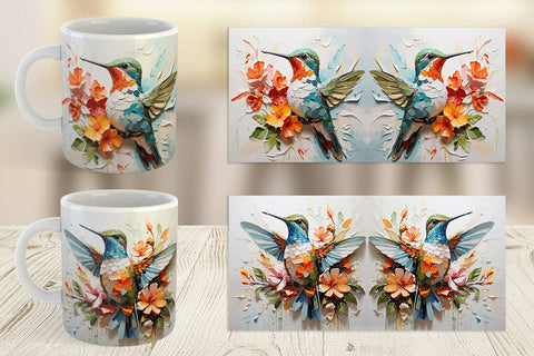 Mug Wrap 3D Hummingbird Painting Sublimation artnoy 
