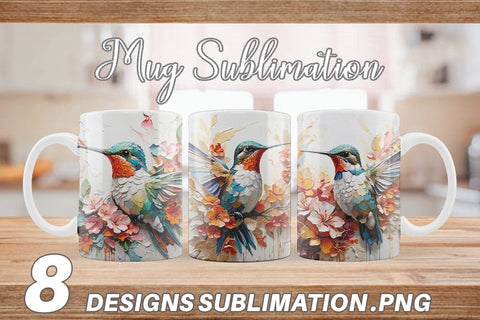 Mug Wrap 3D Hummingbird Painting Sublimation artnoy 