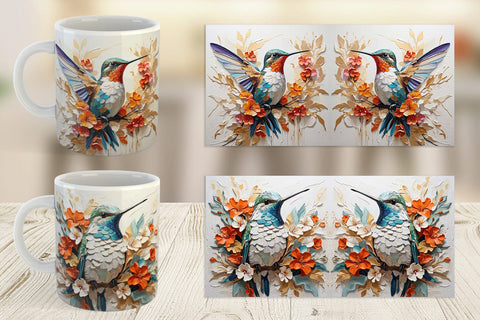 Mug Wrap 3D Hummingbird Painting Sublimation artnoy 