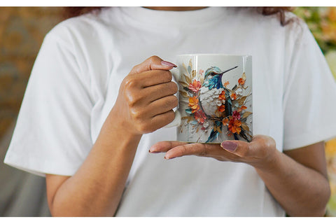 Mug Wrap 3D Hummingbird Painting Sublimation artnoy 