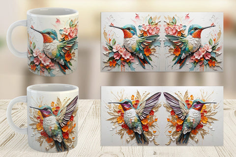 Mug Wrap 3D Hummingbird Painting Sublimation artnoy 