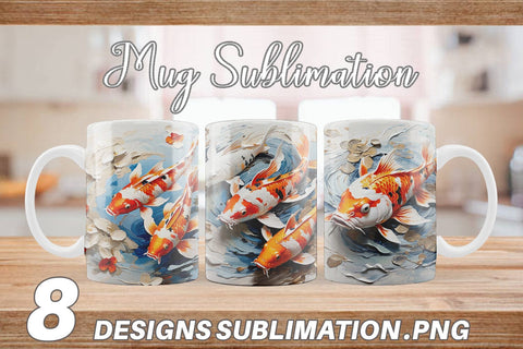 Mug Wrap 3D Koi Fish Painting Sublimation artnoy 