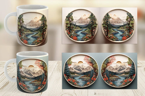 Mug Wrap 3D Landscape Mountain Tree Sublimation artnoy 