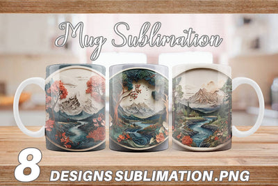 Mug Wrap 3D Landscape Mountain Tree Sublimation artnoy 