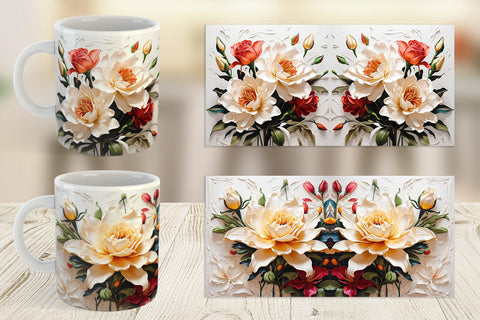 Mug Wrap 3D Lily Flower Painting Sublimation artnoy 