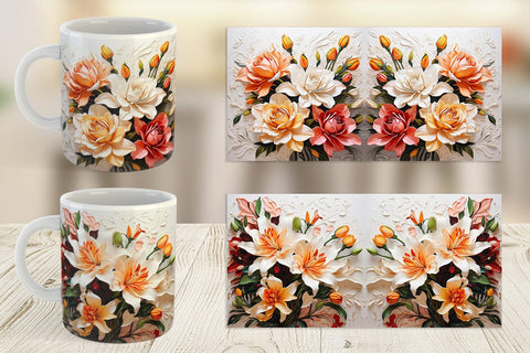 Mug Wrap 3D Lily Flower Painting Sublimation artnoy 