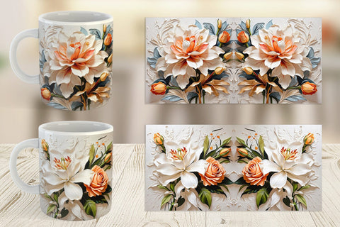 Mug Wrap 3D Lily Flower Painting Sublimation artnoy 