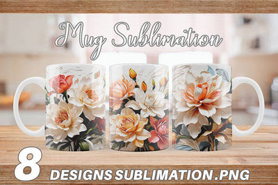 Mug Wrap 3D Lily Flower Painting Sublimation artnoy 