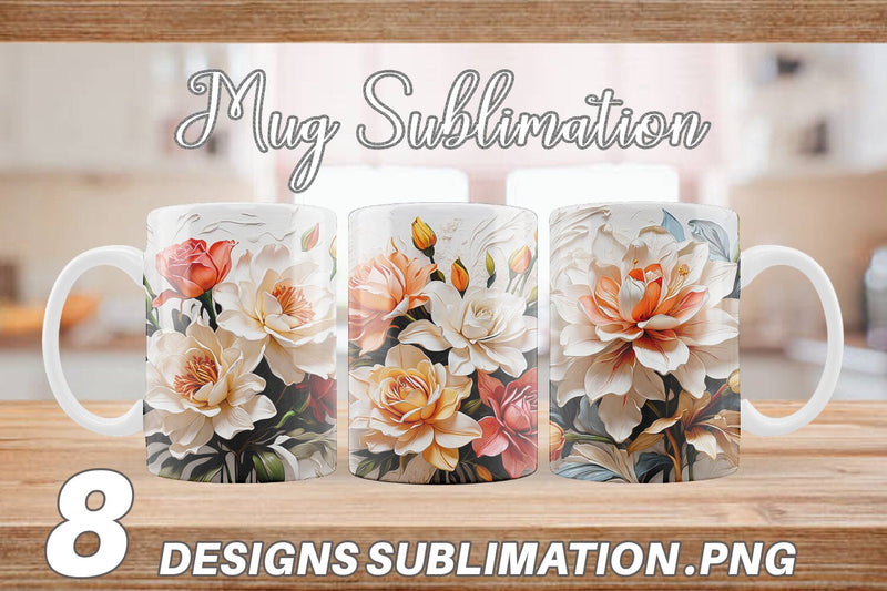 Mug Wrap 3D Lily Flower Painting Sublimation artnoy 
