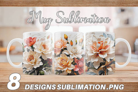 Mug Wrap 3D Lily Flower Painting Sublimation artnoy 