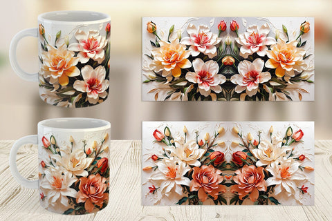 Mug Wrap 3D Lily Flower Painting Sublimation artnoy 