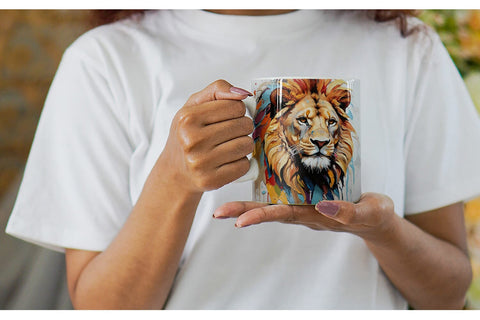 Mug Wrap 3D Lion Painting Sublimation artnoy 
