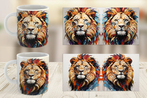 Mug Wrap 3D Lion Painting Sublimation artnoy 