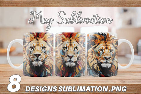 Mug Wrap 3D Lion Painting Sublimation artnoy 