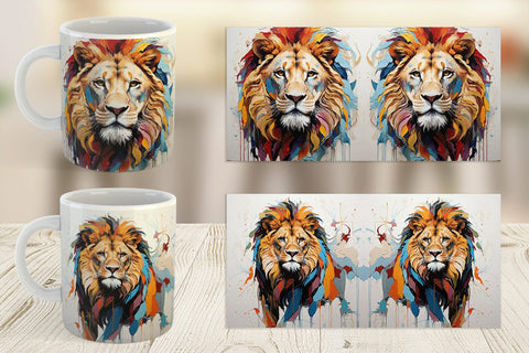 Mug Wrap 3D Lion Painting Sublimation artnoy 