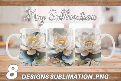 Mug Wrap 3D Lotus Flower Painting Sublimation artnoy 