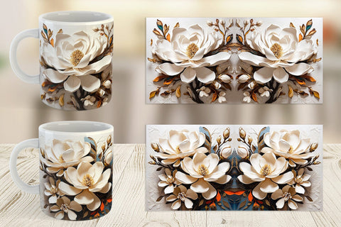 Mug Wrap 3D Magnolia Flower Sublimation artnoy 
