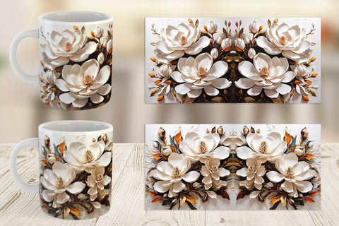 Mug Wrap 3D Magnolia Flower Sublimation artnoy 