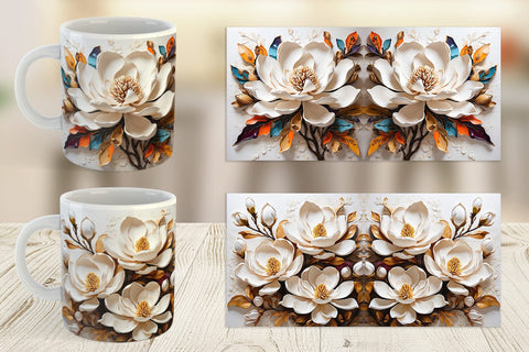 Mug Wrap 3D Magnolia Flower Sublimation artnoy 