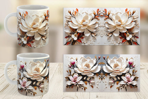 Mug Wrap 3D Magnolia Flower Sublimation artnoy 