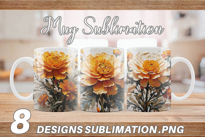 Mug Wrap 3D Marigold Flower Sublimation artnoy 