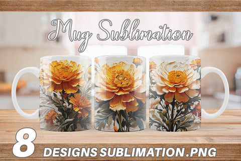 Mug Wrap 3D Marigold Flower Sublimation artnoy 