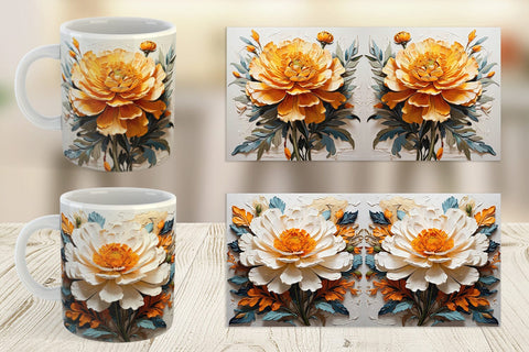 Mug Wrap 3D Marigold Flower Sublimation artnoy 