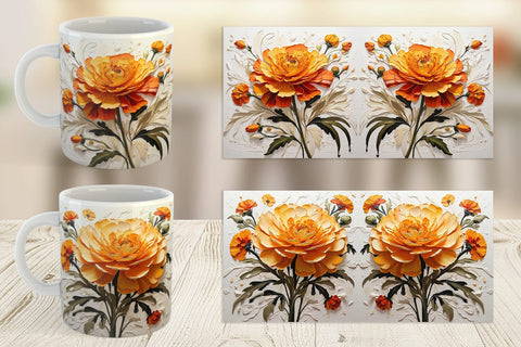Mug Wrap 3D Marigold Flower Sublimation artnoy 