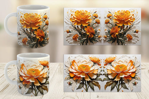 Mug Wrap 3D Marigold Flower Sublimation artnoy 