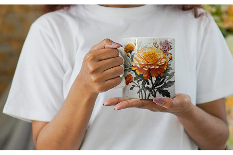 Mug Wrap 3D Marigold Flower Sublimation artnoy 
