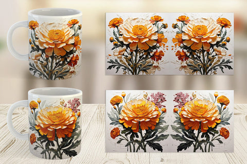 Mug Wrap 3D Marigold Flower Sublimation artnoy 