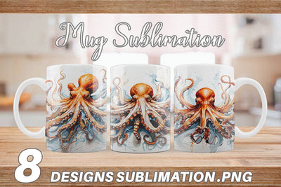 Mug Wrap 3D Octopus Painting Sublimation artnoy 