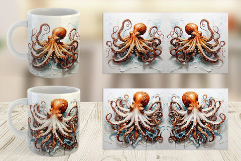 Mug Wrap 3D Octopus Painting Sublimation artnoy 