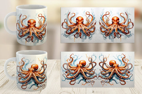 Mug Wrap 3D Octopus Painting Sublimation artnoy 