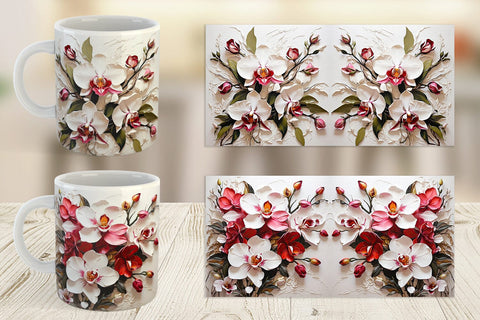 Mug Wrap 3D Orchid Flower Sublimation artnoy 