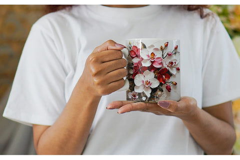 Mug Wrap 3D Orchid Flower Sublimation artnoy 