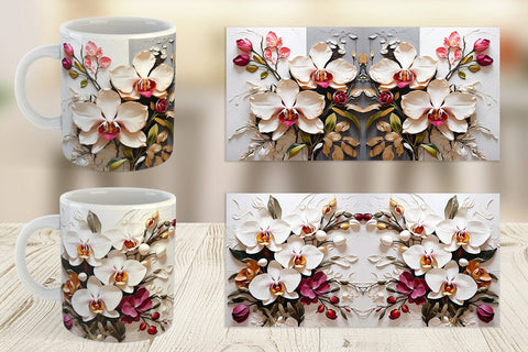 Mug Wrap 3D Orchid Flower Sublimation artnoy 