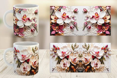 Mug Wrap 3D Orchid Flower Sublimation artnoy 