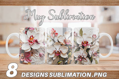 Mug Wrap 3D Orchid Flower Sublimation artnoy 