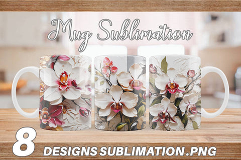 Mug Wrap 3D Orchid Flower Sublimation artnoy 