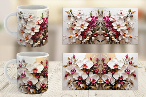 Mug Wrap 3D Orchid Flower Sublimation artnoy 