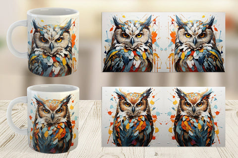 Mug Wrap 3D Owl Painting Sublimation artnoy 