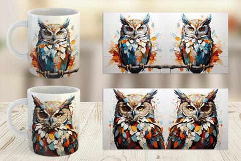 Mug Wrap 3D Owl Painting Sublimation artnoy 